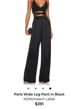 NONchalant Black Satin Wide-Leg Trousers